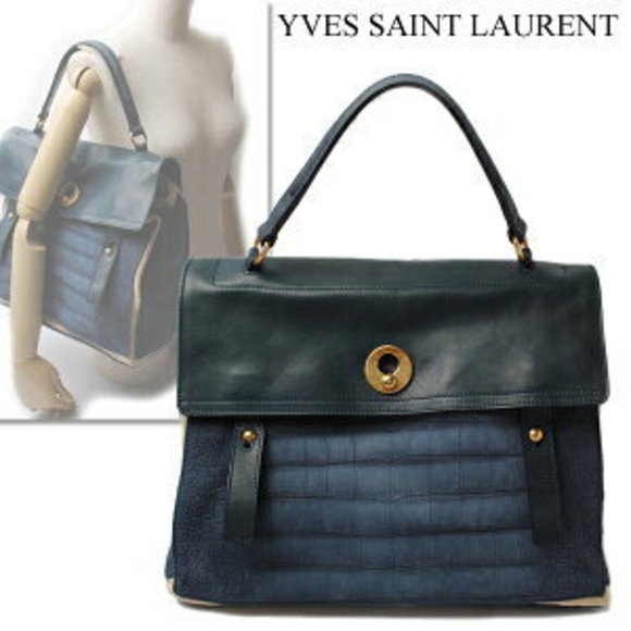 Saint Laurent Yves Muse Two Tote Bag Navy Blue - Picture 1 of 3